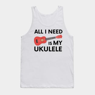 Ukulele Guitar black text Tank Top